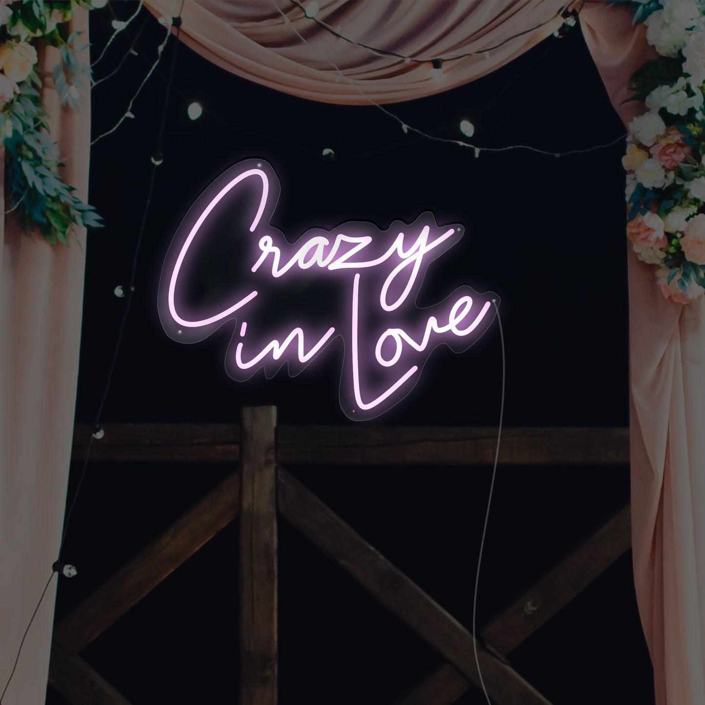 Crazy in Love' Neon Light, perfect for wedding celebrations and everlasting love