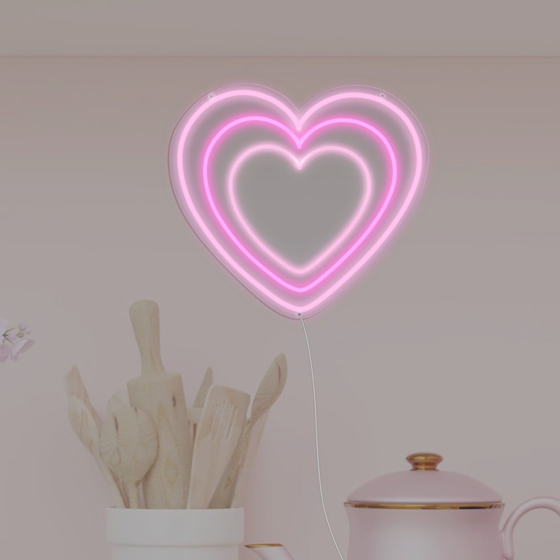 A romantic 'Triple Heart' Neon Light, perfect for bedroom decor and love-themed spaces. Love heart sign